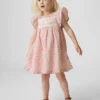 Vestido floral con mangas con volantes para bebés y niños
