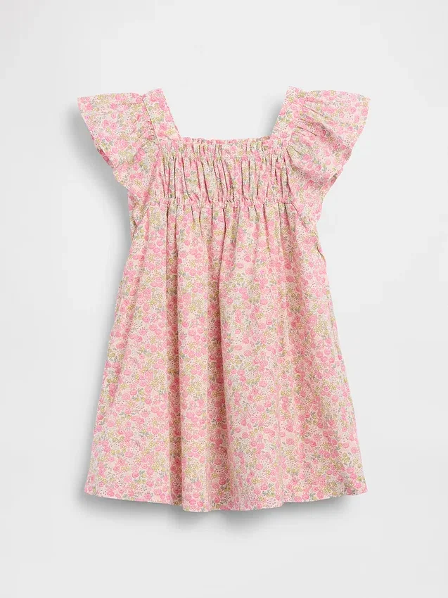 Vestido floral con mangas con volantes para bebés y niños