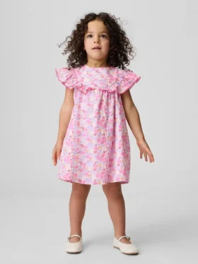 Vestido floral con volantes para bebés y niños pequeños