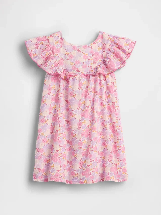 Vestido floral con volantes para bebés y niños pequeños