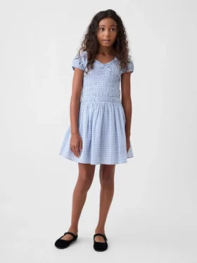 Vestido infantil con estampado fruncido