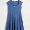 Vestido infantil de jersey con cuello cuadrado
