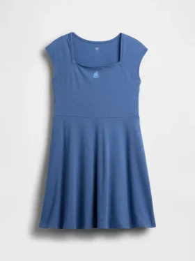 Vestido infantil de jersey con cuello cuadrado