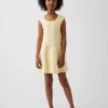 Vestido infantil de lino y algodón con cuello redondo