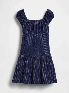 Vestido infantil de lunares con cintura baja