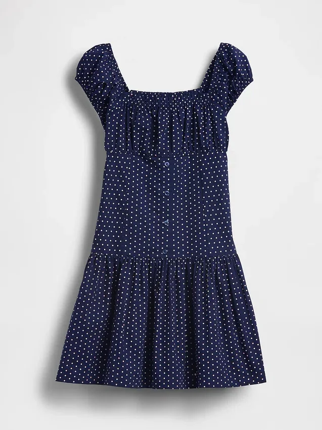 Vestido infantil de lunares con cintura baja