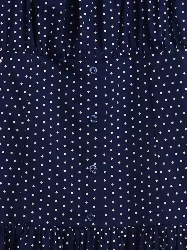 Vestido infantil de lunares con cintura baja
