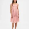 Vestido infantil de malla con volantes y mangas casquillo