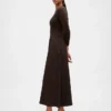 Vestido largo de cintura baja con mezcla de materiales