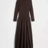 Vestido largo de cintura baja con mezcla de materiales