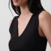 Vestido largo de cintura baja con mezcla de telas