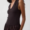 Vestido largo de cintura baja con mezcla de telas