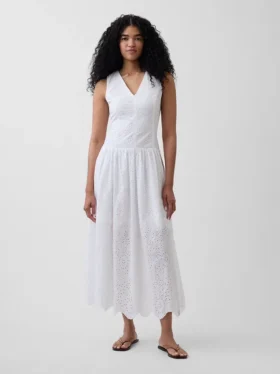 Vestido largo de cintura baja con ojales