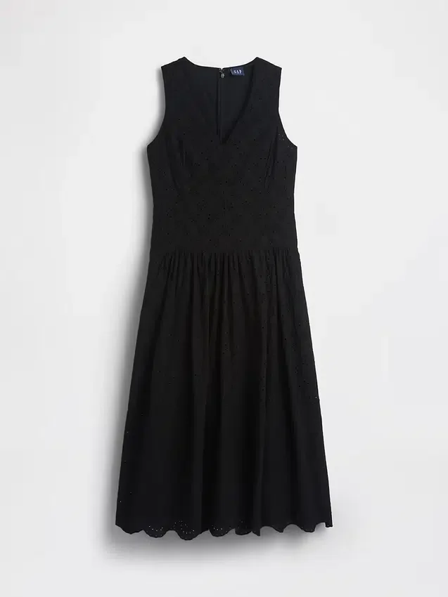 Vestido largo de cintura baja con ojales