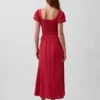 Vestido largo de cintura baja en mezcla de lino