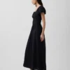 Vestido largo de cintura baja en mezcla de lino