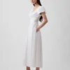 Vestido largo de cintura baja en mezcla de lino