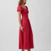 Vestido largo de cintura baja en mezcla de lino