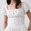 Vestido largo de cintura baja en mezcla de lino