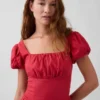 Vestido largo de cintura baja en mezcla de lino