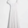 Vestido largo de cintura baja en mezcla de lino
