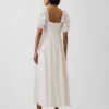 Vestido largo de cintura imperio en mezcla de lino