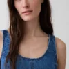 Vestido largo de mezclilla con cuello redondo