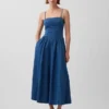 Vestido largo de mezclilla sin tirantes