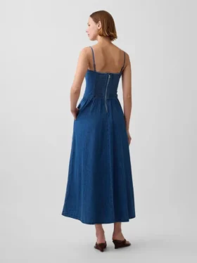 Vestido largo de mezclilla sin tirantes