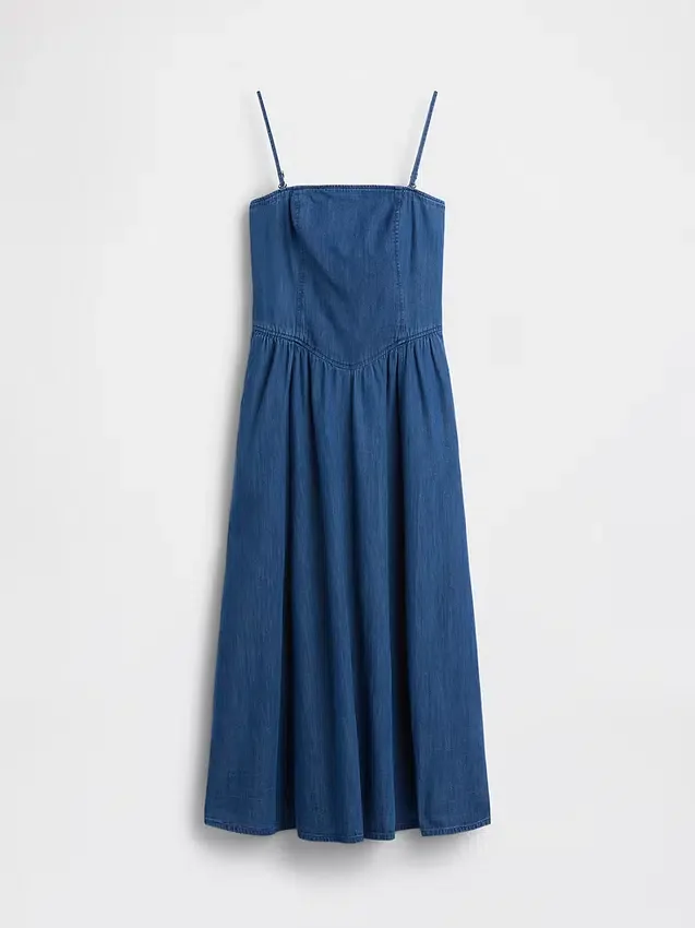 Vestido largo de mezclilla sin tirantes