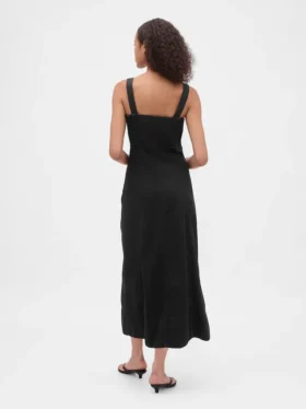 Vestido largo de mezclilla ultrasuave con cremallera frontal