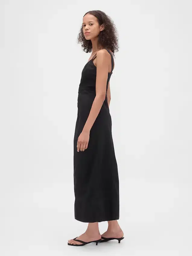 Vestido largo de mezclilla ultrasuave con cremallera frontal