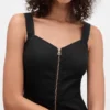 Vestido largo de mezclilla ultrasuave con cremallera frontal