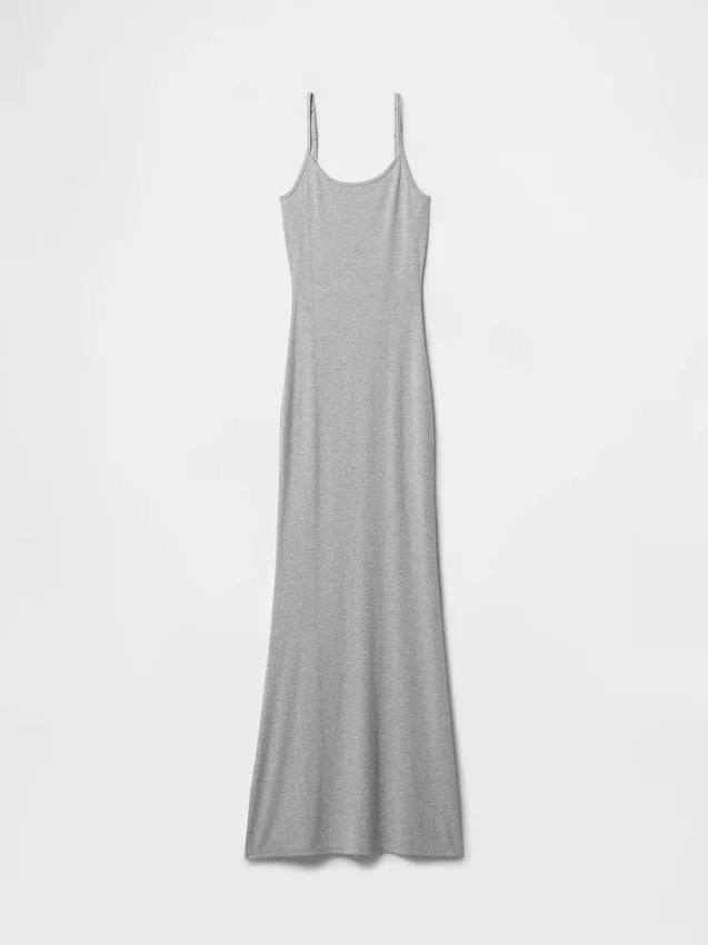 Vestido largo de pijama con acanalado fino