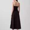 Vestido largo de popelín con cintura baja