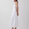 Vestido largo de popelín con cintura baja