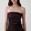Vestido largo de popelín con cintura baja