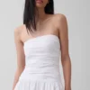 Vestido largo de popelín con cintura baja