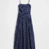 Vestido largo de popelín con cintura baja