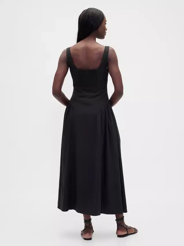 Vestido largo fruncido