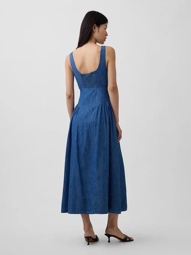 Vestido largo fruncido