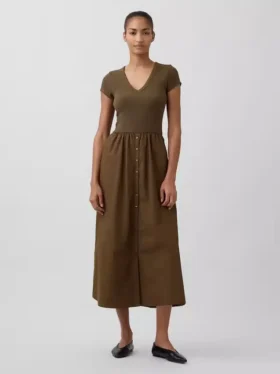 Vestido largo moderno de mezcla de telas