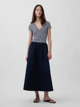 Vestido largo moderno de mezcla de telas