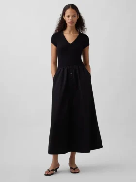 Vestido largo moderno de mezcla de telas