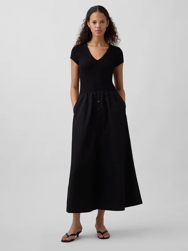 Vestido largo moderno de mezcla de telas