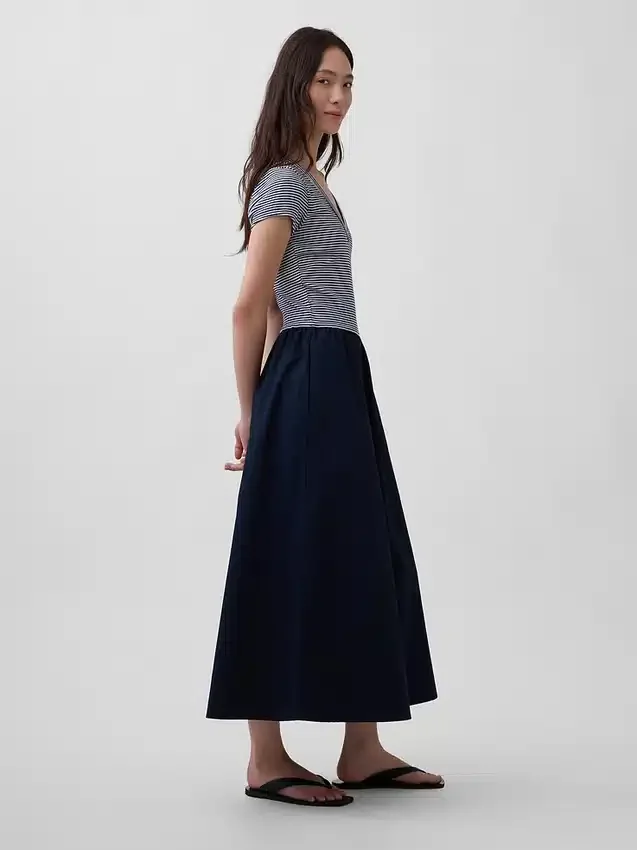 Vestido largo moderno de mezcla de telas
