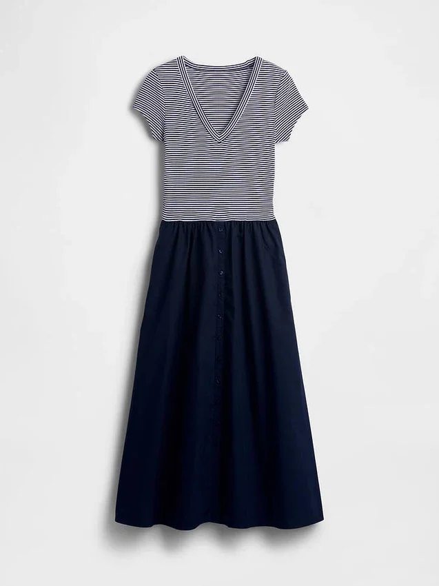 Vestido largo moderno de mezcla de telas