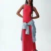 Vestido largo moderno sin tirantes con soporte integrado