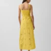 Vestido largo tipo camisola bordado de mezcla de lino