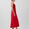Vestido largo tipo camisola bordado de mezcla de lino